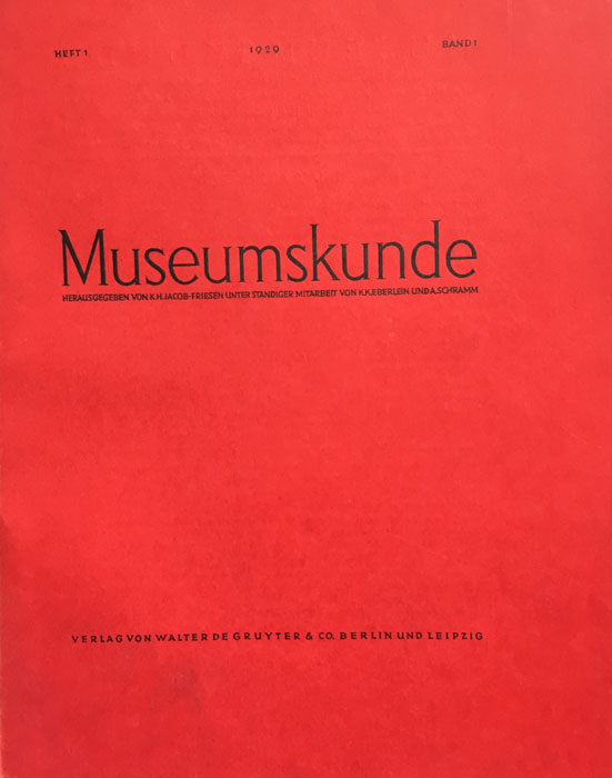 Cover MuKu 1929 (Titel Museumskunde 1929, Band 1)